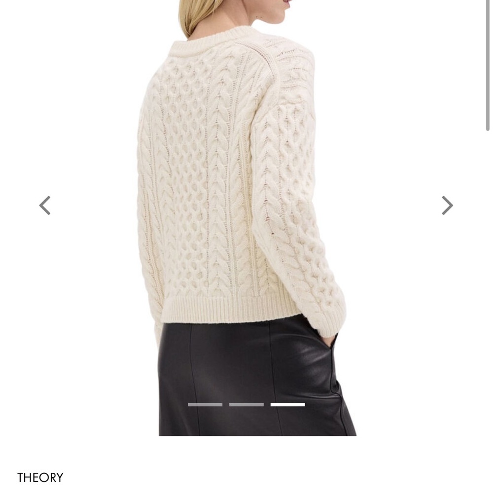 THEORY
Cable Knit Wool-Cashmere Aran Sweater Ivory M - Picture 3 of 11